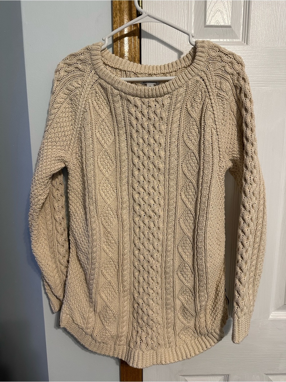 L.L. Bean Cable Knit Crewneck Sweater - Cream